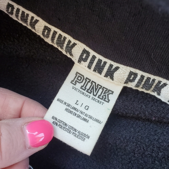 PINK VS Black & White 1/4 Zip Pullover Sweatshirt Size Large NWOT - Picture 9 of 16